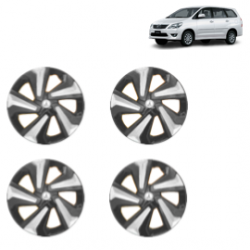 Premium Quality Car Full Wheel Cover Caps Clip Type 15 Inches (Corona D) (Double Colour Silver-Black) For Innova New Model