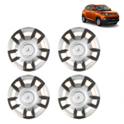 Premium Quality Car Full Wheel Cover Caps Clip Type 15 Inches (Double Colour Silver-Black) For TUV 300