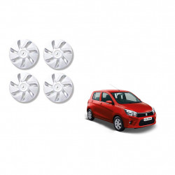 Premium Quality Car Full Wheel Cover Caps Silver OE Type 12 Inches Press Type Fitting For - Celerio (Set of 4)