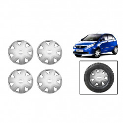 Premium Quality Car Full Wheel Cover Caps Silver OE Type 13 inches (33.02 cm) Press Type Fitting For Indica Vista (Set of 4)