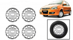 Premium Quality Car Full Wheel Cover Caps Silver OE Type 14 inches (35.56 cm) Press Type Fitting For Indica Turbo / Indica V2 (Set of 4)