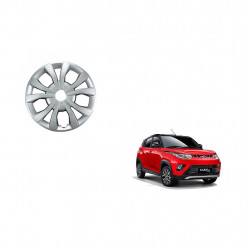 Premium Quality Car Full Wheel Cover Caps Silver OE Type 14 inches (35.56 cm) Press Type Fitting For - KUV100 (Set of 4)