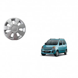 Premium Quality Car Full Wheel Cover Caps Silver OE Type 14 inches (35.56 cm) Press Type Fitting For - Wagon R (Set of 4)