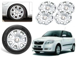 Premium Quality Car Full Wheel Cover Caps Silver OE Type 14 Inches Press Type Fitting For – Fabia (Set of 4)