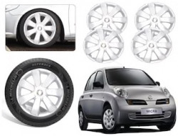 Premium Quality Car Full Wheel Cover Caps Silver OE Type 14 Inches Press Type Fitting For – Micra (Set of 4)