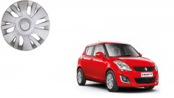 Premium Quality Car Full Wheel Cover Caps Silver OE Type 14 Inches Press Type Fitting For - Swift 2014 Onwards (Set of 4)