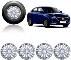 Premium Quality Car Full Wheel Cover Caps Silver OE Type 14 Inches Press Type Fitting For - Swift Dzire 2017 Onwards (Set of 4)