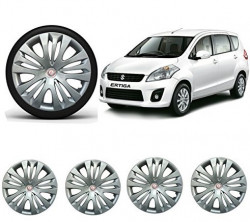 Premium Quality Car Full Wheel Cover Caps Silver OE Type 15 inches (38.1 cm) Press Type Fitting For  Ertiga (Set of 4)