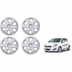 Premium Quality Car Full Wheel Cover Caps Silver OE Type 15 inches (38.1 cm) Press Type Fitting For Ritz (Set of 4)