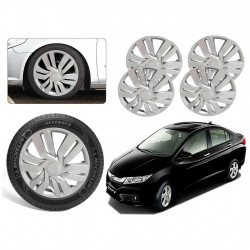 Premium Quality Car Full Wheel Cover Caps Silver OE Type 15 Inches Bolt Type Fitting For – Honda City iDTEC (Set of 4)