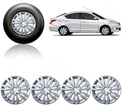 Premium Quality Car Full Wheel Cover Caps Silver OE Type 15 Inches Press Type Fitting For – Sunny (Set of 4)