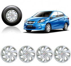 Quality Car Full Wheel Cover Caps Silver 14 Inches Bolt Type Fitting For - Honda Amaze (Set of 4)