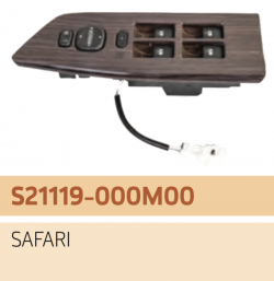 Power Window Switch Driver Side With Mirror Lock & Window Lock-Oak Wood Brown Finish Safari (Minda) 