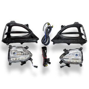 Globex Fog Light Lamp Assembly DRL i20 Elite (With Bulb & Wiring Kit) 