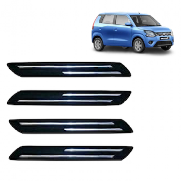 Premium Quality Car Bumper Protector Guard with Double Chrome Strip for Maruti Suzuki Wagon R All Models Set of 4