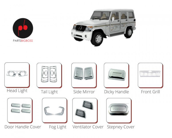 Alpine Premium Chrome Accessories Combo Kit For Bolero Type 4 Set Of 9