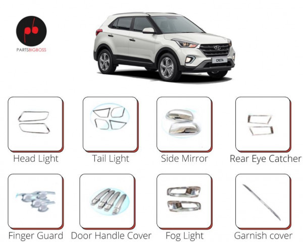 Alpine Premium Chrome Accessories Combo Kit For Creta Type 1 Set Of 8