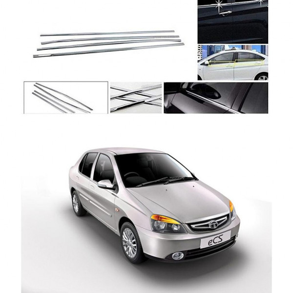 Alpine Premium Quality Car Outer Door Window Glass Beading Garnish Weatherstrip Chrome Indica Indigo Set of 4