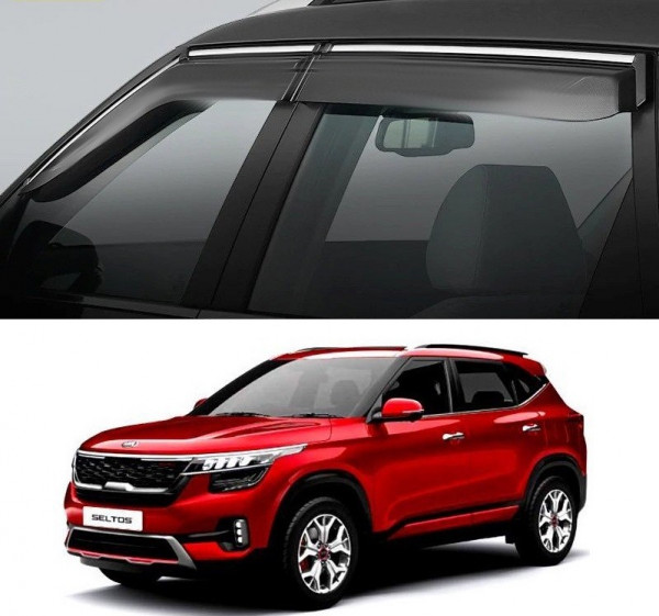 Alpine Premium Quality Door Sun Rain Visor Guard for Seltos With
