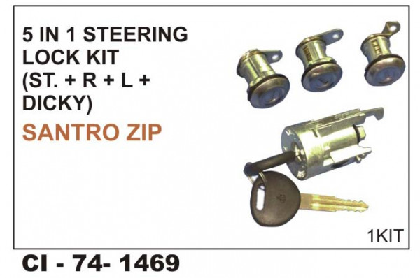 Car International 4 In 1 Steering Lock Kit Santro Zip Ci 1469 For Hyundai Santro Parts Big Boss