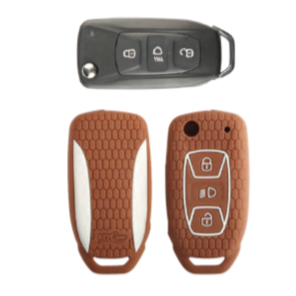 KeyCare KC 29 Key Cover Silicone For Bolt Hexa Nexon Tiago Tigor Zest Brown