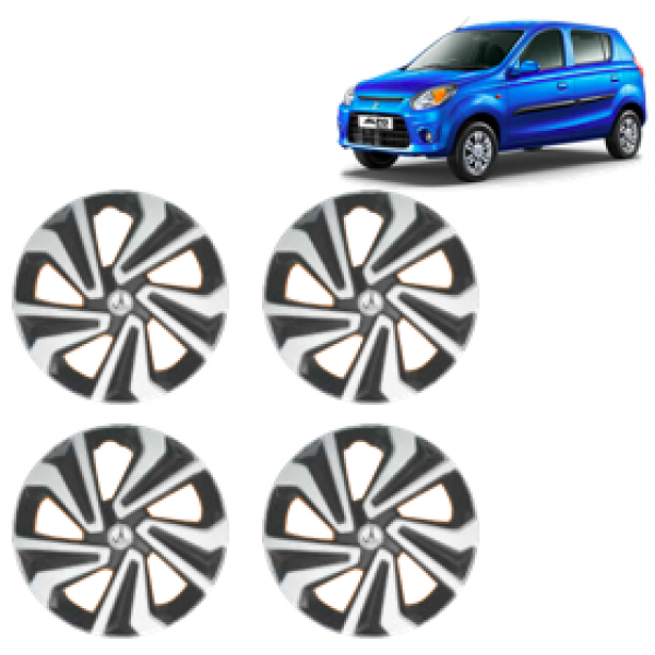 Premium Quality Car Full Wheel Cover Caps Clip Type 12 inches 30.48 cm Corona A Double Colour Silver Black For Alto 800 for Maruti Suzuki Alto 800 Parts Big Boss