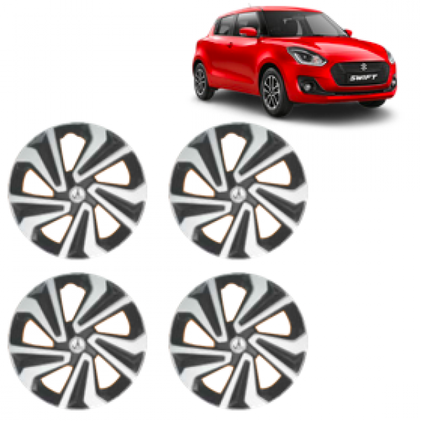Premium Quality Car Full Wheel Cover Caps Clip Type 12 inches 30.48 cm Corona A Double Colour Silver Black For Swift New for Maruti Suzuki Swift Parts Big Boss