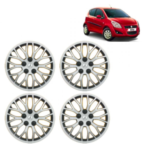 Premium Quality Car Full Wheel Cover Caps Clip Type 12 inches 30.48 cm Phoenix Double Colour Silver Black For Ritz for Maruti Suzuki Ritz Parts Big Boss
