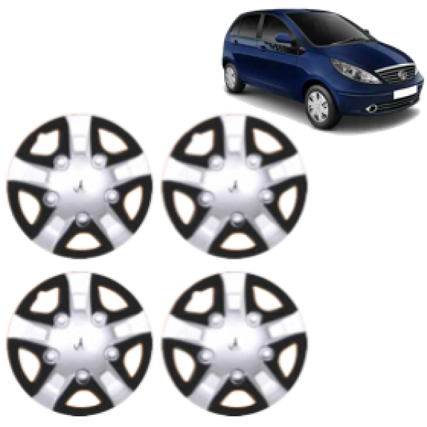 Premium Quality Car Full Wheel Cover Caps Clip Type 12 Inches Rhino Double Colour Silver Black For Indica Vista New
