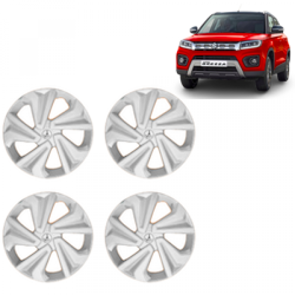 Premium Quality Car Full Wheel Cover Caps Clip Type 13 Inches (Corona) (Silver) For Brezza for